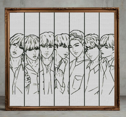 BTS Bangtan Boys Cross Stitch Pattern: K-Pop Music Embroidery PDF for Fans and Beginners