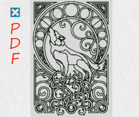 Norse Wolf Embroidery Pattern: Viking-Inspired Animal Cross Stitch Design for Ornaments & Decor