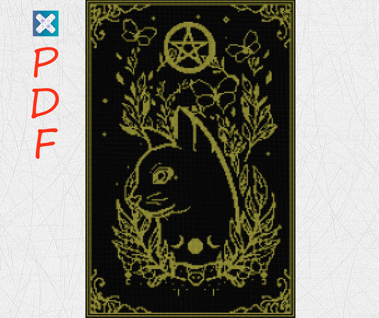 Mystical Cat with Pentacle Cross Stitch Pattern: Beginner-Friendly Embroidery Design for Witchy Decor