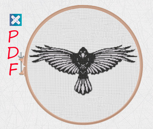Crow cross stitch pattern Viking cross stitch for beginners PDF X-Stitch Printable Norse embroidery