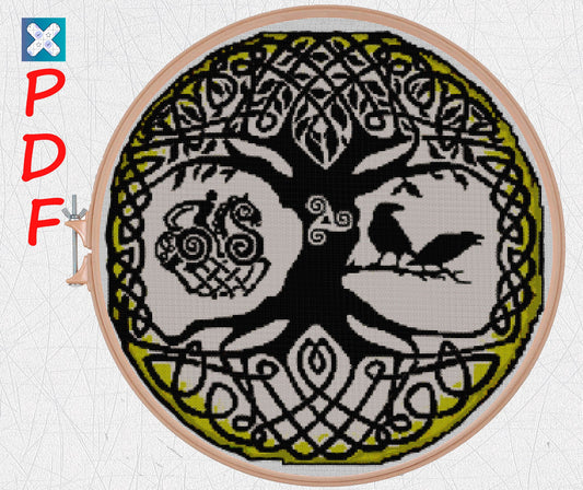 Tree of life cross stitch pattern for beginners Viking cross stitch  PDF X-Stitch Printable Norse embroidery  Celtic cross stitch pattern