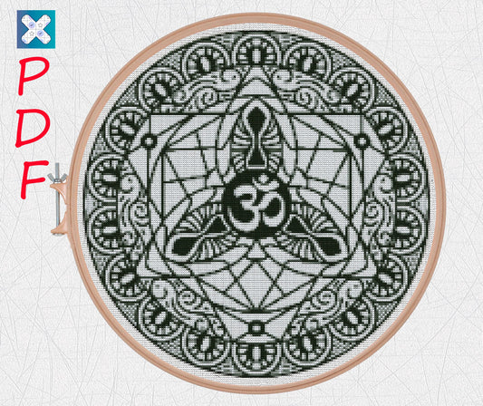 Mandala cross stitch pattern for beginners Meditation cross stitch Yoga embroidery