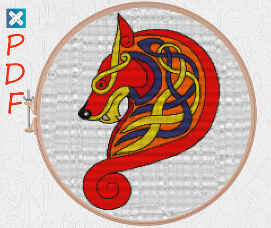 Wolf cross stitch pattern Celtic cross stitch pattern for beginners Viking cross stitch Norse embroidery Animal Cross Stitch X-Stitch