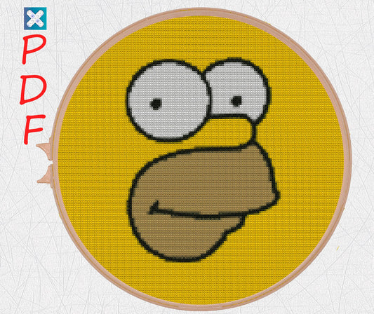 Simpson Family Funny Cross Stitch Pattern - Beginner-Friendly PDF for Homer Embroidery Cartoon Fans