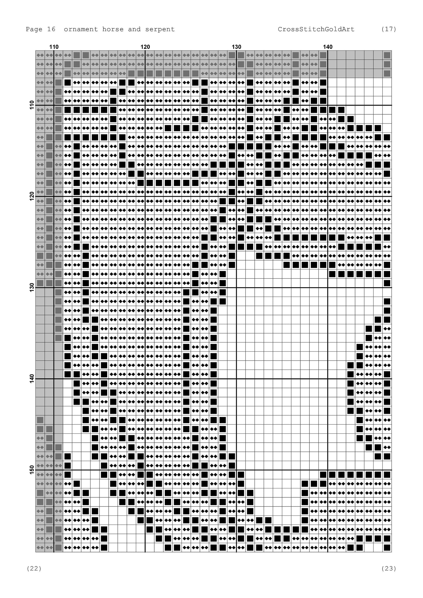 Gold cross stitch pattern Ornament cross stitch Horse and serpent embroidery Sampler cross stitch pattern Black Aida