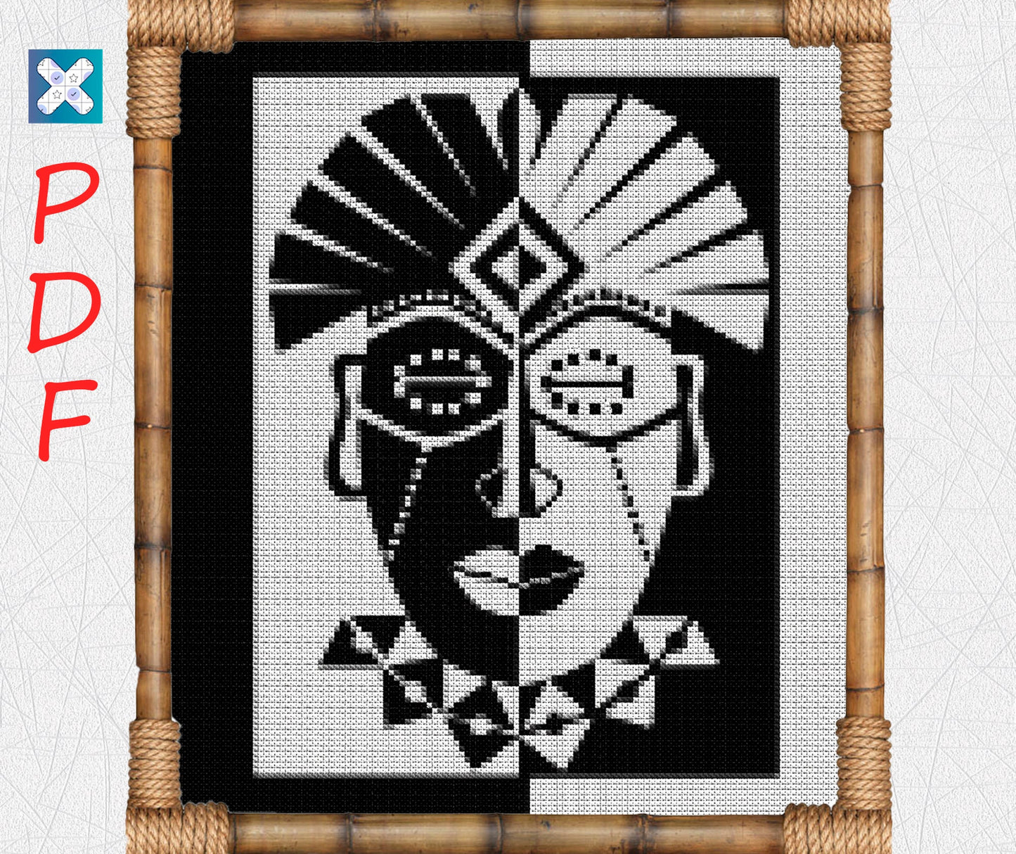 African cross stitch pattern African mask cross stitch for beginners embroidery pattern PDF