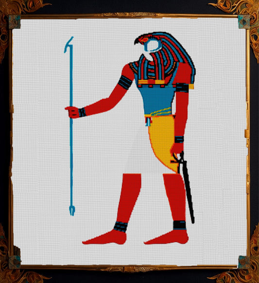 Ancient Egyptian God Cross Stitch Pattern: Pharaoh Embroidery Art for Beginners and Folk Craft Enthusiasts