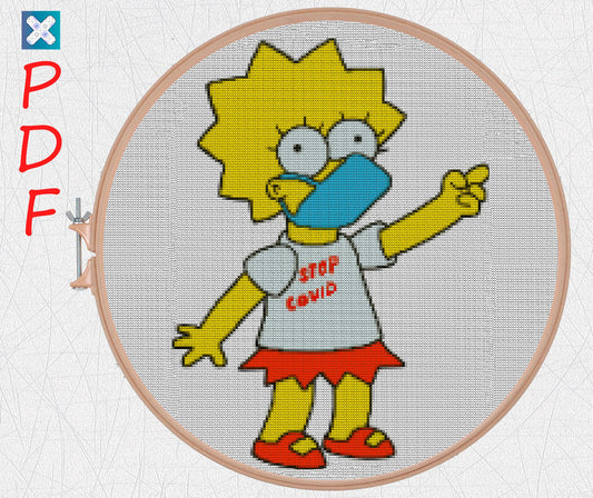 Funny Simpson Family Cartoon Cross Stitch Pattern - Modern Embroidery Chart for Beginners (PDF)