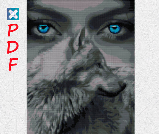 Wolf cross stitch pattern Women eyes cross stitch pattern Viking cross stitch Animal Cross Stitch X-Stitch