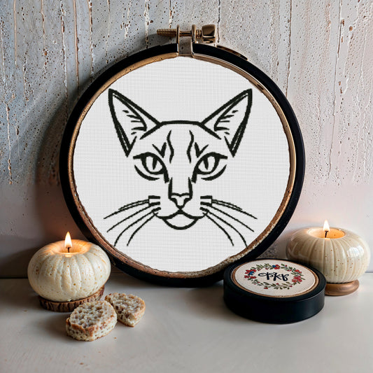 Enchanting Feline Cross Stitch Pattern: Beginner-Friendly Mystical Cat Embroidery Design for DIY Crafters