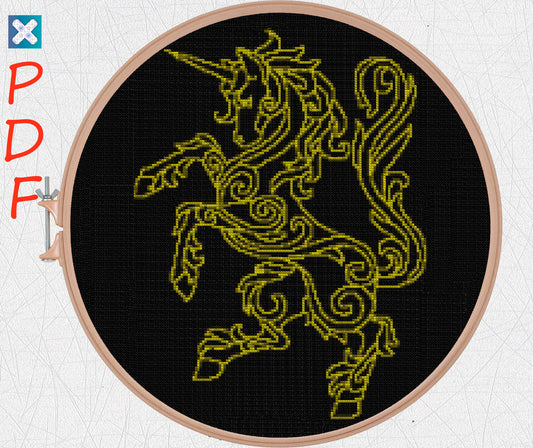 Unicorn cross stitch pattern Cottagecore cross stitch Rustic cross stitch  Funny  embroidery Golden unicorn
