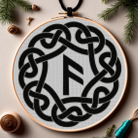 Viking Runes Cross Stitch Pattern: Celtic Ornament Embroidery for Beginners - Printable Norse PDF
