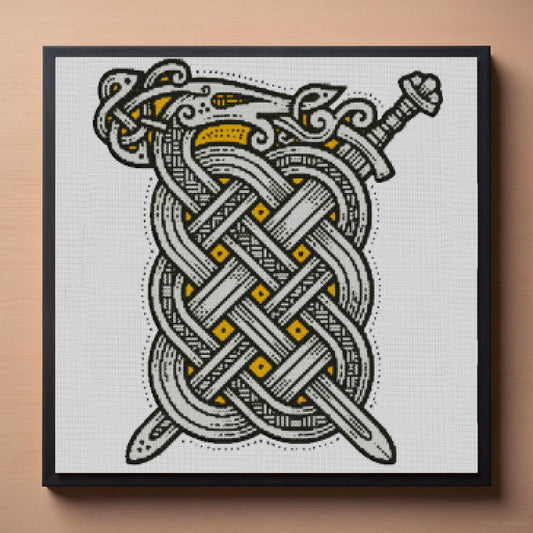 Viking Celtic Cross Stitch Pattern: Norse Ornament Embroidery PDF - Printable X-Stitch Design
