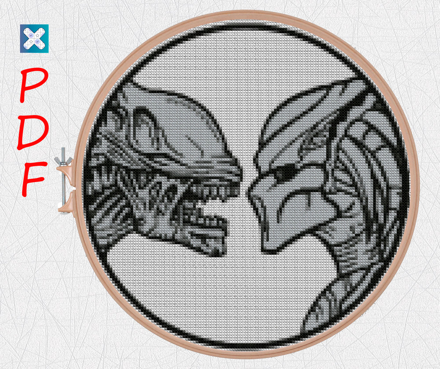 Alien vs Predator Cross Stitch: Sci-Fi Xenomorph Embroidery Pattern for Beginners