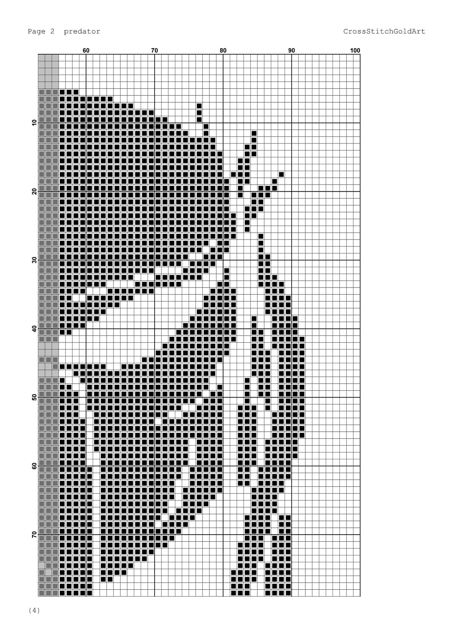 Predator cross stitch pattern for beginners PDF X-Stitch Printable Scary Movie Fan Designs PDF