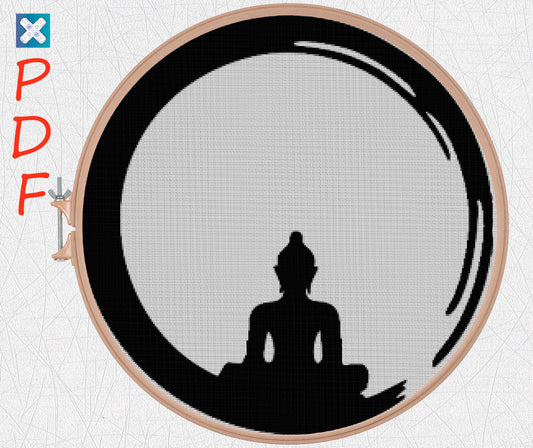 Beginner-Friendly Yoga & Meditation Cross Stitch Pattern - Om Symbol Embroidery Design PDF