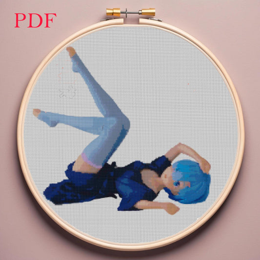 Beginner-Friendly Anime Cross Stitch Pattern: Japanese-Inspired Embroidery Design PDF Download