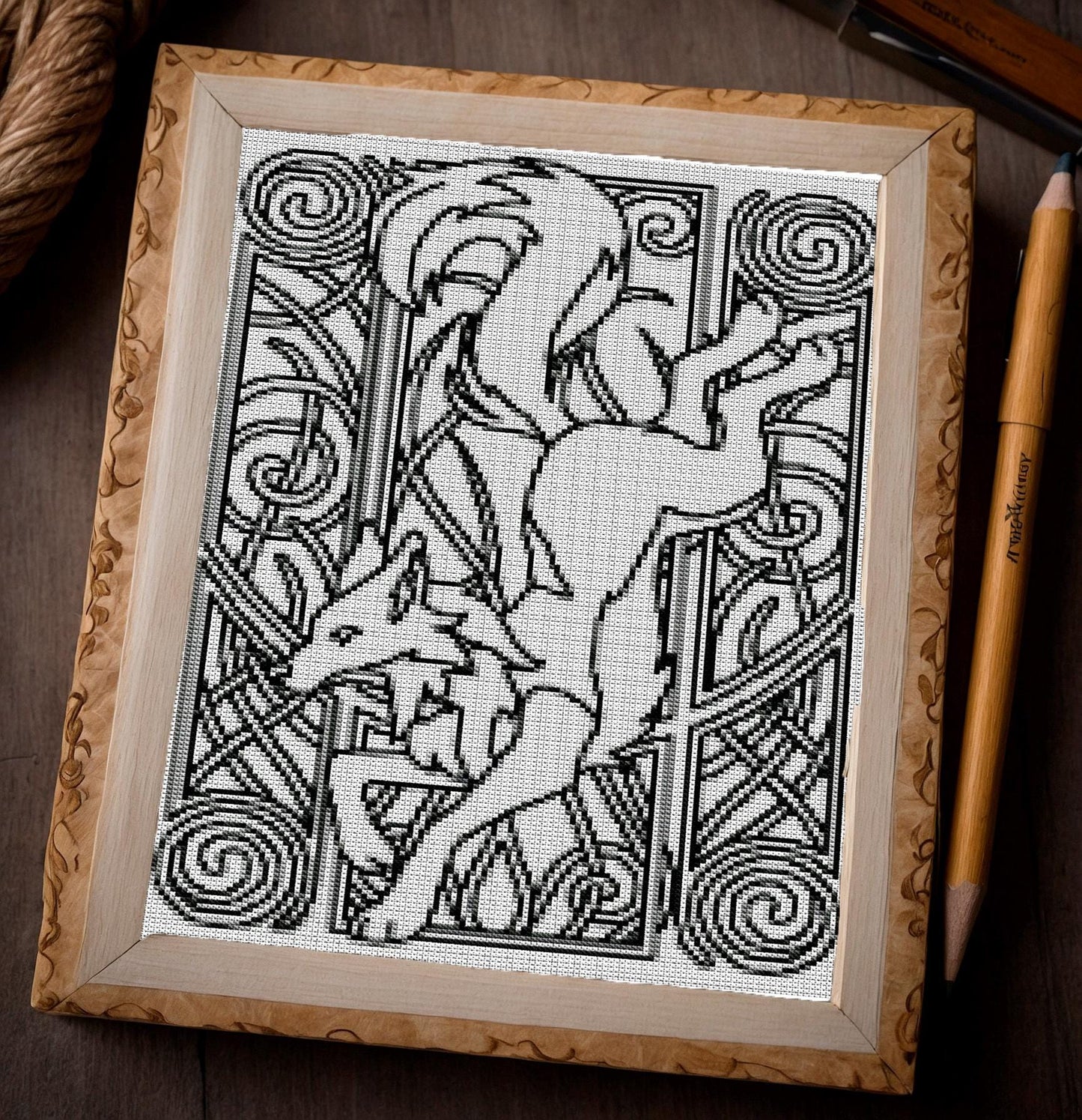 Viking Fox Cross Stitch Pattern: Woodland Animal Norse Embroidery PDF - Printable X-Stitch Design