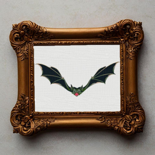 Gothic Bat Embroidery Pattern: Halloween Cross Stitch Design for Witchy Decor
