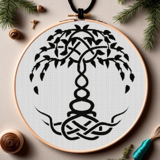 Tree of Life Viking Cross Stitch Pattern: Beginner-Friendly Norse Celtic Embroidery PDF