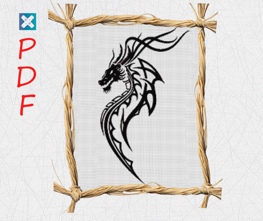Fantasy Dragon Cross Stitch Pattern: Modern Counted Chart for Embroidery Enthusiasts