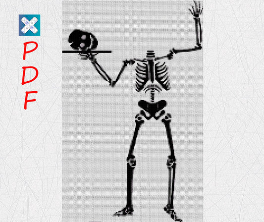 Skeleton cross stitch pattern for beginners Witchcraft cross stitch Skull black Xstitch Embroidery PDF