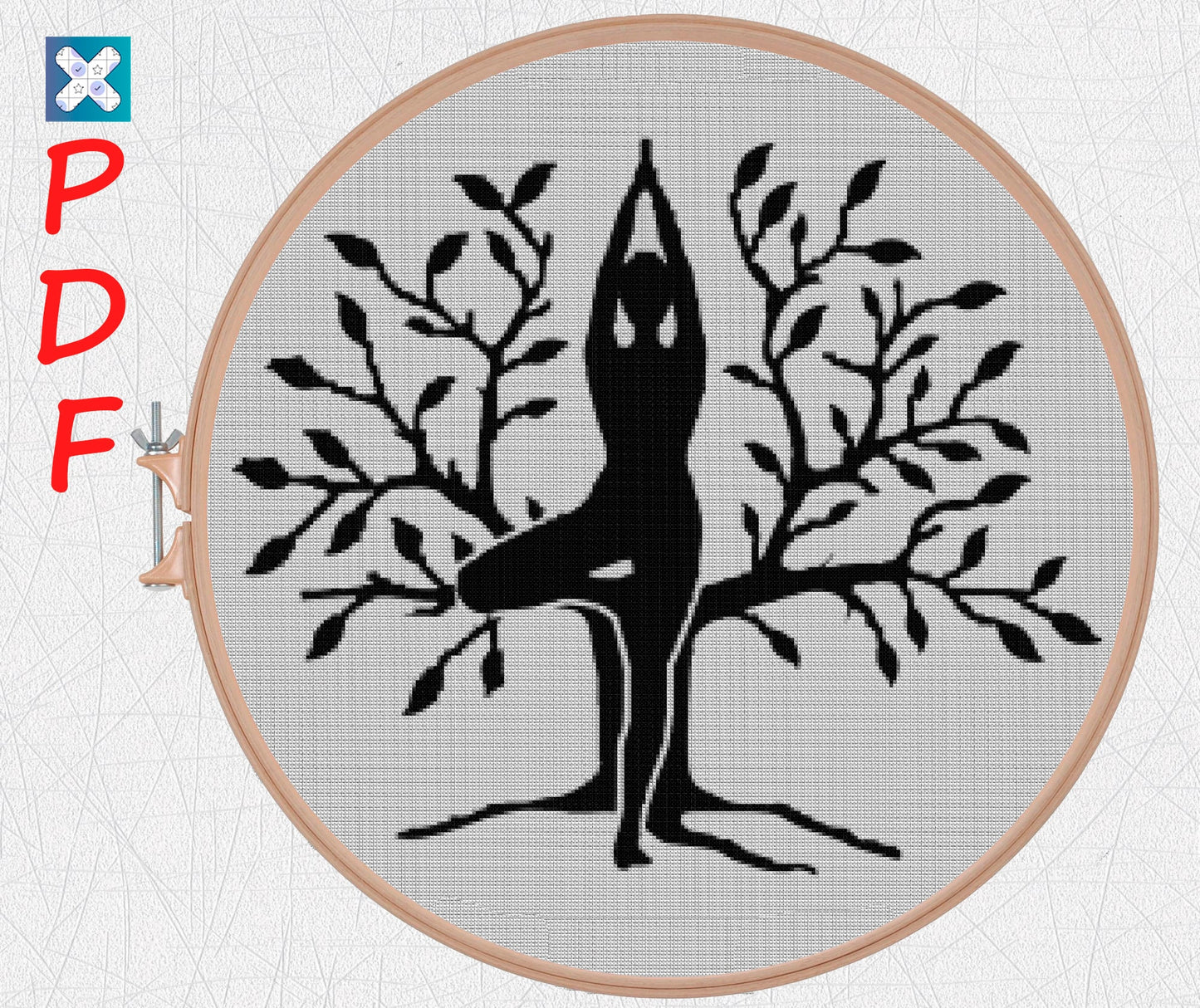 Yoga cross stitch pattern for beginners Meditation cross stitch pattern Yoga embroidery designs PDF
