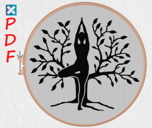Yoga cross stitch pattern for beginners Meditation cross stitch pattern Yoga embroidery designs PDF