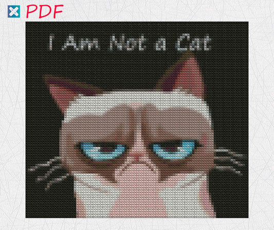 Lawyer Cat Zoom Filter Meme Cross Stitch Pattern - 'I'm Not a Cat' Embroidery PDF - Funny Quote Design