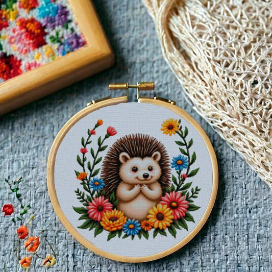 Majestic Hedgehog Cross Stitch Pattern: Fancy Forest Animal Embroidery Design for Nursery Decor