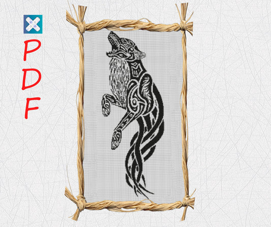Celtic Wolf Viking Cross Stitch Pattern - Norse Embroidery for Beginners - Printable Animal Design