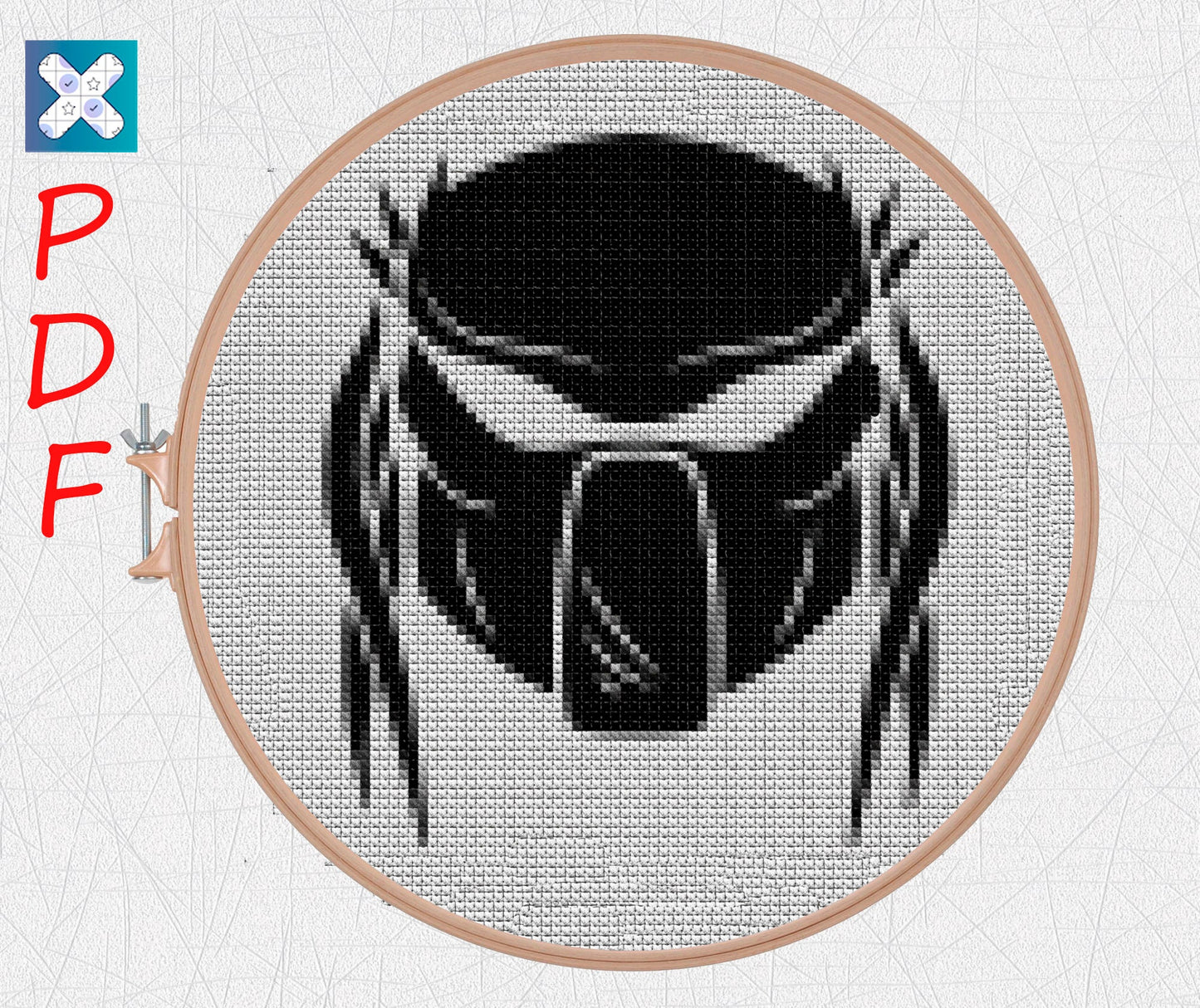 Predator cross stitch pattern for beginners PDF X-Stitch Printable Scary Movie Fan Designs PDF