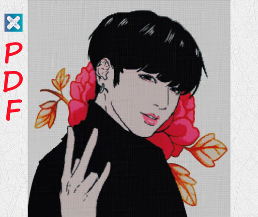 BTS cross stitch pattern Bangtan Boys embroidery PDF Jungkook BTS