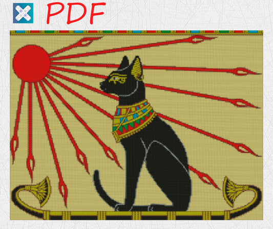 Egyptian Symbols Cross Stitch Pattern: African-Inspired Embroidery Design for Modern Crafters