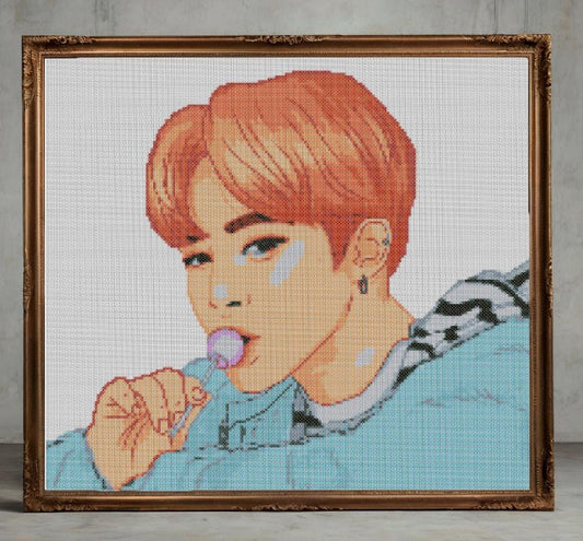 BTS Bangtan Boys Cross Stitch Pattern - Jimin Embroidery PDF - Korean Band Fan Art - Easy for Beginners
