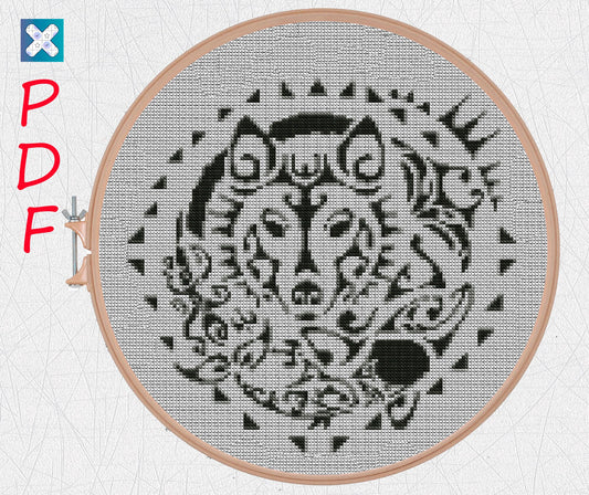 Wolf cross stitch pattern Viking cross stitch for beginners PDF X-Stitch Printable Norse embroidery