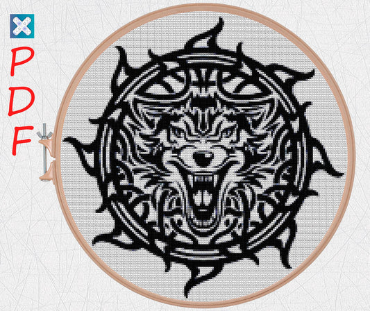 Wolf cross stitch pattern Celtic cross stitch pattern for beginners Viking cross stitch Norse embroidery Animal Cross Stitch X-Stitch