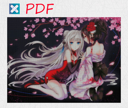 Anime cross stitch pattern  Anime embroidery pattern Japan cross stitch PDF Cute Cross Stitch