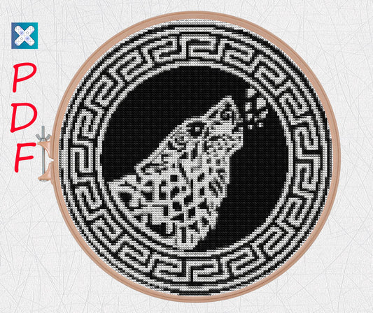 Wolf cross stitch pattern Viking cross stitch for beginners PDF X-Stitch Printable Norse embroidery