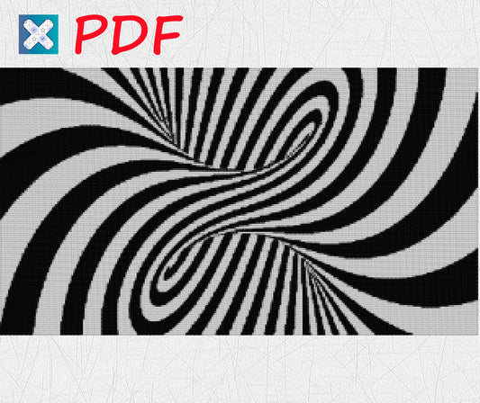 Optical illusion cross stitch pattern Black and white X-Stitch Printable PDF Download Cross Stitch Pattern