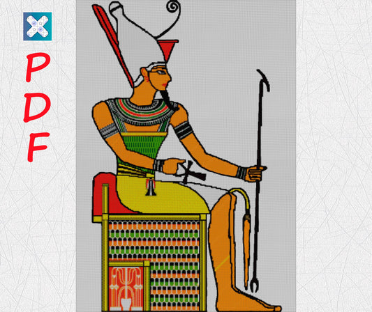 Ancient Egyptian Pharaoh Cross Stitch Pattern: Divine Ruler Embroidery Design for Historical Art Enthusiasts