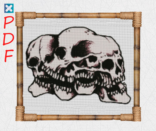 Beginner-Friendly Skull & Rose Cross Stitch Pattern: Gothic Embroidery Design PDF for Halloween