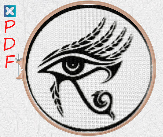 Eye of Horus Cross Stitch Pattern: Ancient Egyptian God Embroidery for Beginners