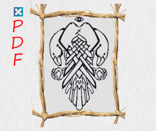 Crow cross stitch pattern Viking cross stitch for beginners PDF X-Stitch Printable Norse embroidery