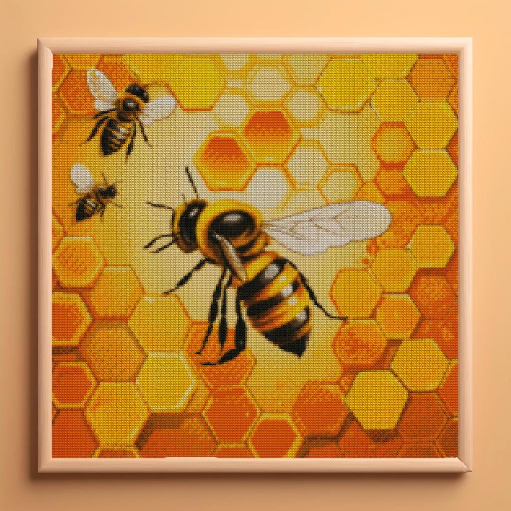 Funny Honeycomb Embroidery Pattern: Beginner-Friendly Cross Stitch PDF for Bee Lovers