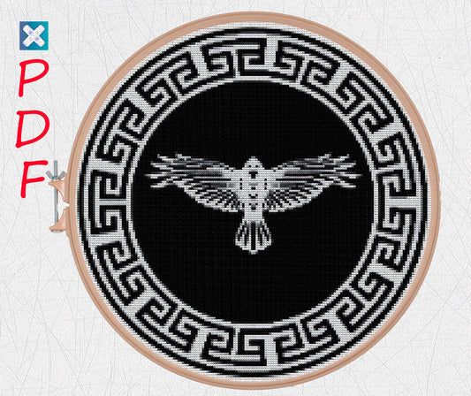 Crow cross stitch pattern Viking cross stitch for beginners PDF X-Stitch Printable Norse embroidery