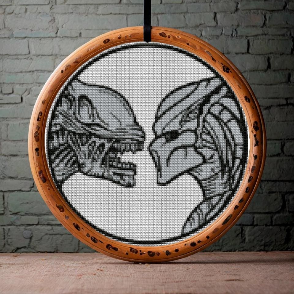 Alien vs Predator Cross Stitch: Sci-Fi Xenomorph Embroidery Pattern for Beginners