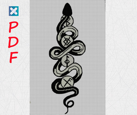 Viking cross stitch pattern for beginners Snake cross stitch pattern Viking Snake cross stitch PDF X-Stitch Printable Norse embroidery