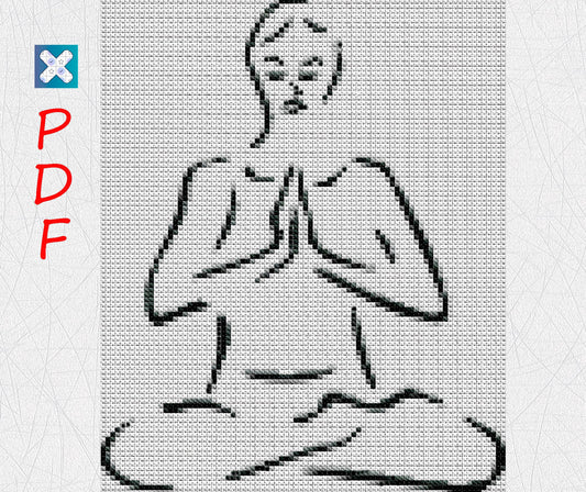 Beginner-Friendly Yoga & Meditation Cross Stitch Pattern: Relaxing Embroidery Design PDF