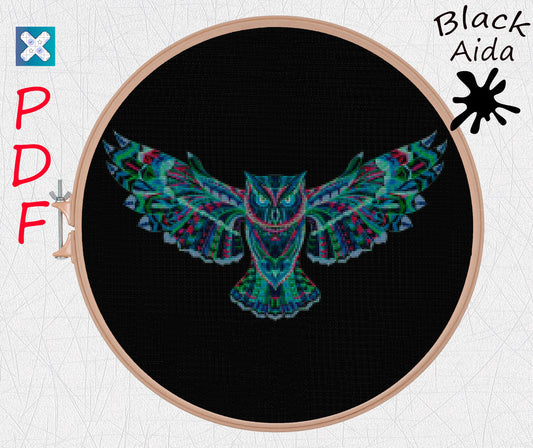 Enchanting Woodland Owl Embroidery & Cross Stitch Pattern - Mystical Forest Bird Design PDF